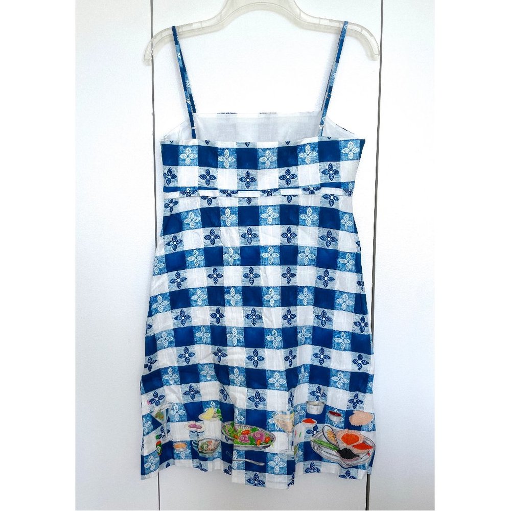 Rachel Antonoff Gwen Seafood Tower Print Mini Dress Blue Check Gingham Floral 6 - Picture 9 of 14